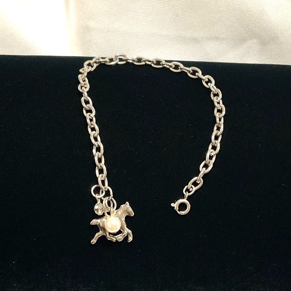Bracelet with Horse Charm and Faux Pearl